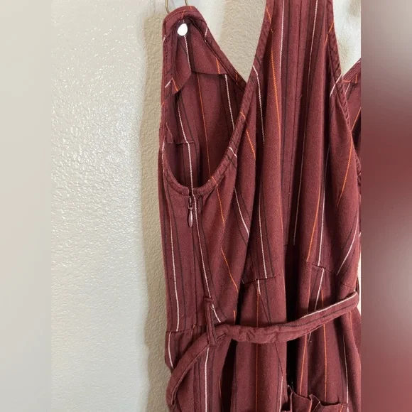 Billabong Bella Day Burgundy Multi Striped Culotte Jumpsuit XS - Picture 9 of 12